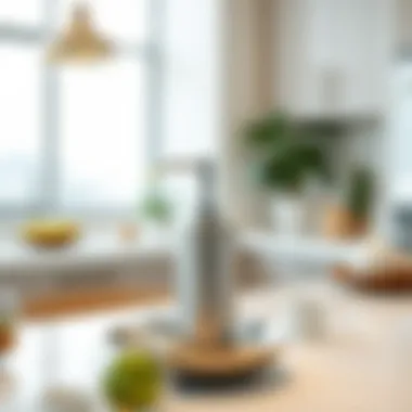 Modern stainless steel soap dispenser in a contemporary setting