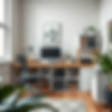 Functional workspace featuring 2x3 cube storage for organization