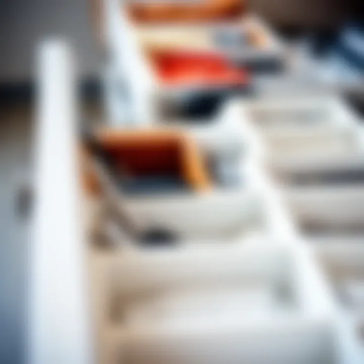 Drawer organizers showcasing various compartments and sections