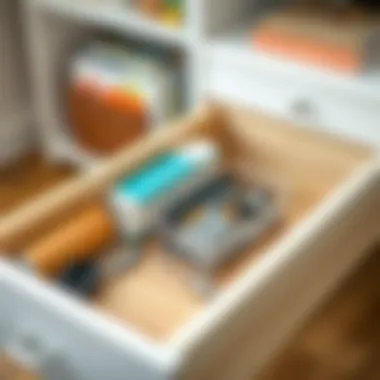 Stylish metal drawer organizer in an office drawer