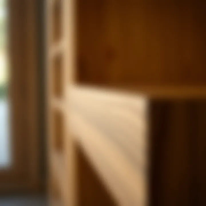Rich Texture of Wood Grain Close-up of wood grain texture on a shelf