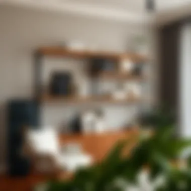 Elegant Wood Shelf In Contemporary Space Elegant wood shelf showcasing decor and books