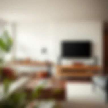 Stylish Installation in Modern Living Room Stylish installation of a wood shelf in a modern living room