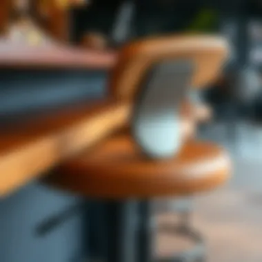 Close-up of Ergonomic Features in Stylish Bar Stool Close-up of ergonomic features in a stylish bar stool
