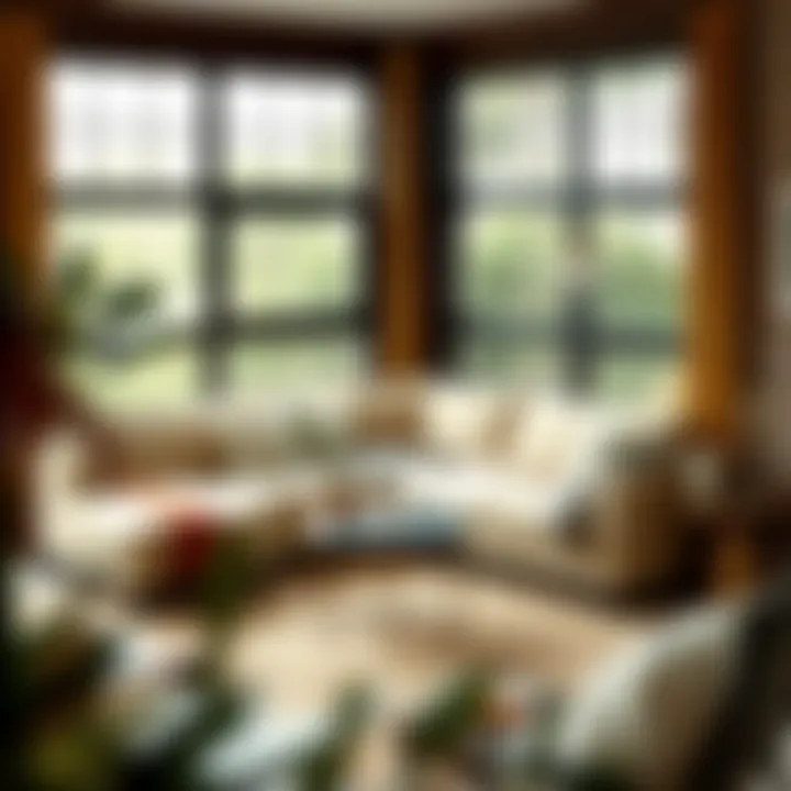 Cozy reading nook featuring a beige sectional sofa