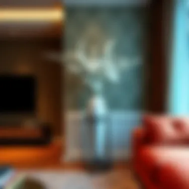 Modern corner vase stand complementing a rich interior design theme