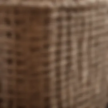 A close-up view of the texture and design of a plastic woven storage basket