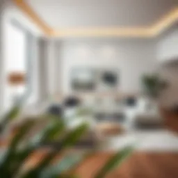 Elegant L couch with chaise in a modern living room setting