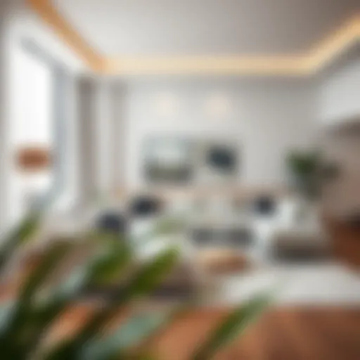 Elegant L couch with chaise in a modern living room setting