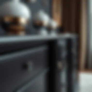 Elegant Design Details on Black Dresser Close-up of the elegant design details on a black dresser