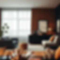 Sleek black dresser in a modern living room setting