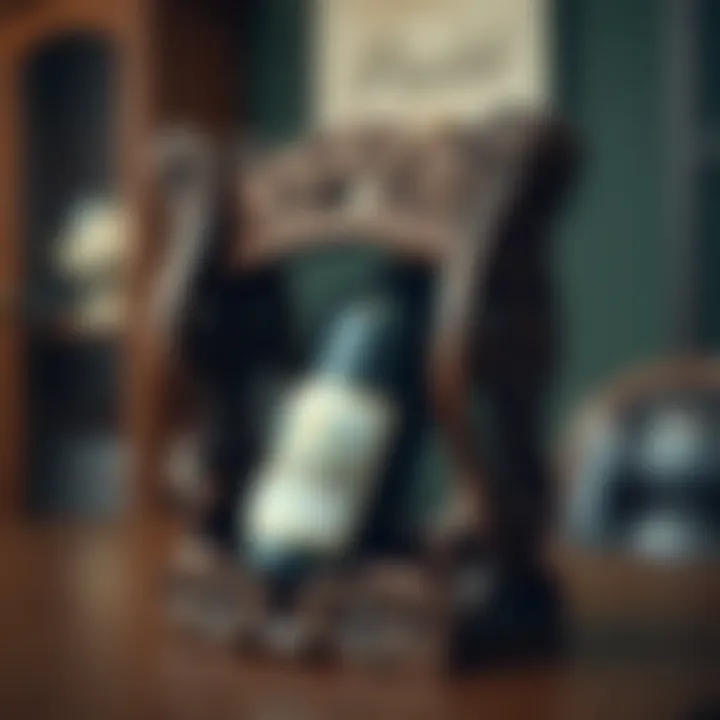 Elegant wooden wine holder showcasing intricate carvings