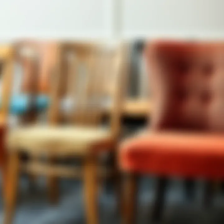 Selection of various dining chair materials including wood and fabric