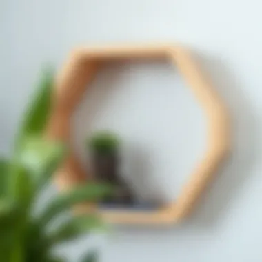 Close-up of a finished hexagon shelf after customization and painting.