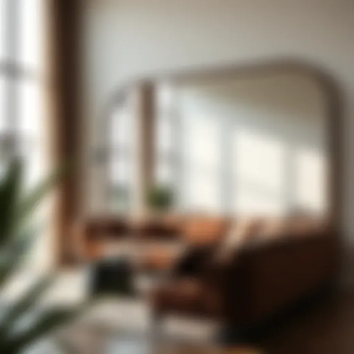 Luxury Oversized Mirror Luxury oversized mirror reflecting natural light