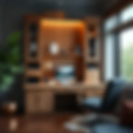 Elegant computer desk with hutch and integrated storage