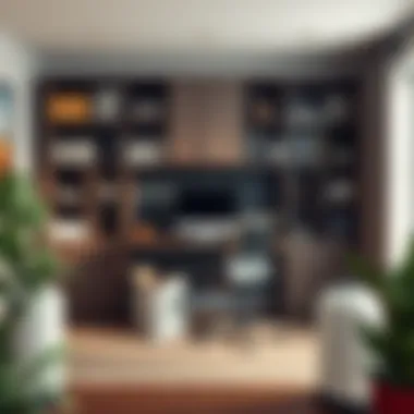 Organized office setup showcasing desk and hutch design