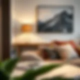 Elegant side table lamp with wireless charger in a modern living room