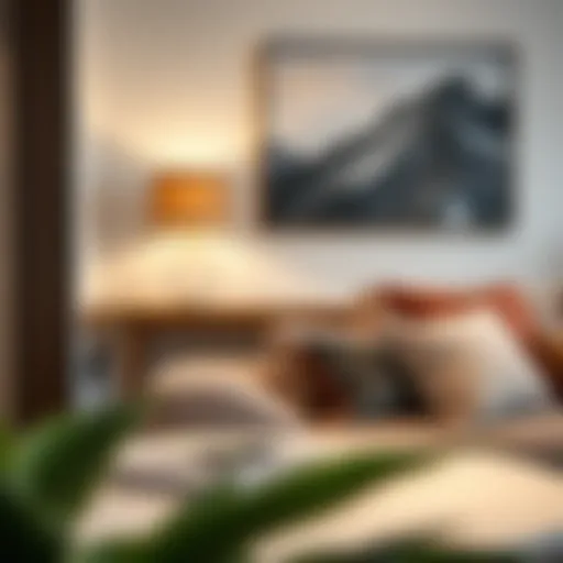 Elegant side table lamp with wireless charger in a modern living room