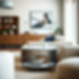 Elegant end table with integrated magazine rack in a stylish living room setting