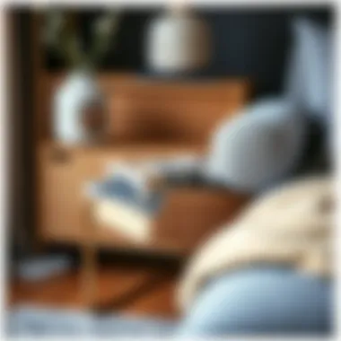 Close-up of a modern end table showcasing its magazine storage function