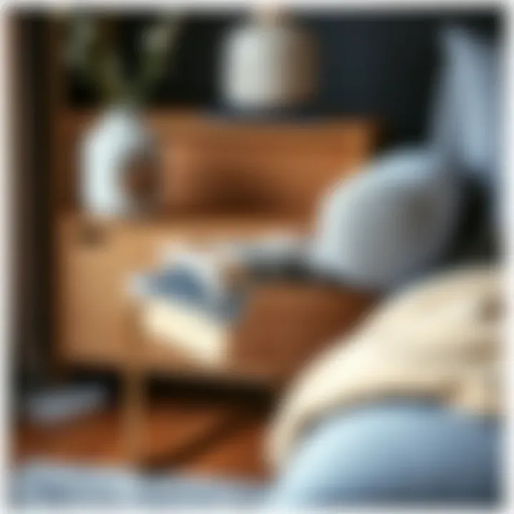 Close-up of a modern end table showcasing its magazine storage function