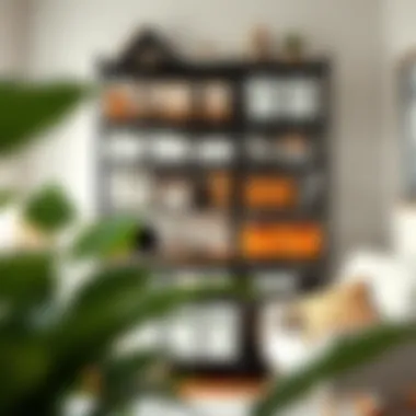 Functional storage rack utilized in a home office for organizing supplies