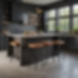 Stylish mobile kitchen island with stools