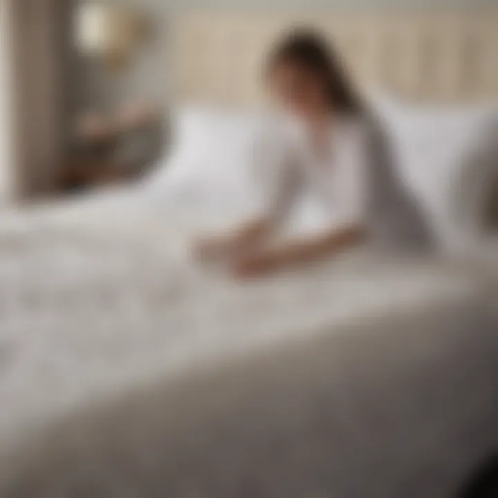 Caring for Your Lightweight Bedspread Person caring for a lightweight bedspread with gentle treatment