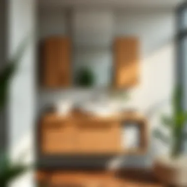 Stylish wall-mounted sink cabinet featuring natural wood finishes