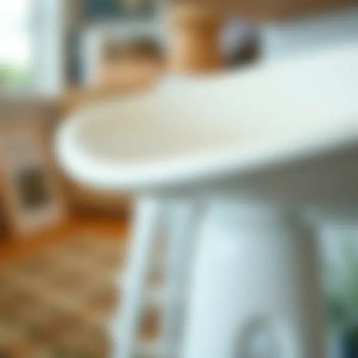 Intricate Design Features of the White Saddle Stool Close-up of white saddle stool design details