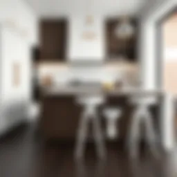 Elegant white saddle stool in a modern kitchen
