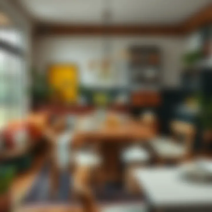 Eclectic Style with Vibrant Accents Eclectic farmhouse dining area featuring varied seating options and vibrant decor