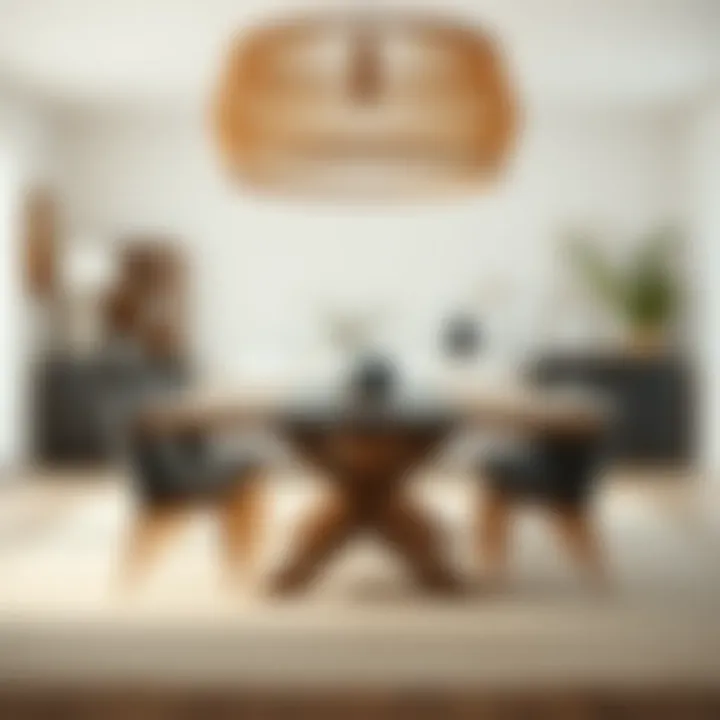 Modern Minimalism Meets Farmhouse Aesthetics Modern farmhouse dining table with sleek lines and minimalist decor