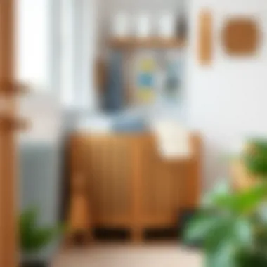 Functional wooden laundry basket with storage features