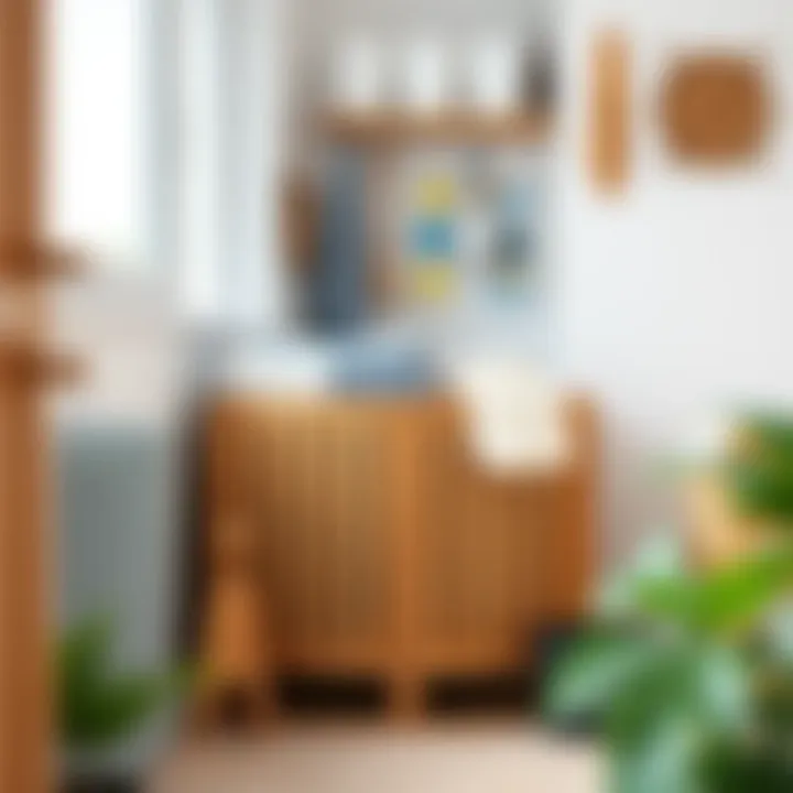 Functional wooden laundry basket with storage features