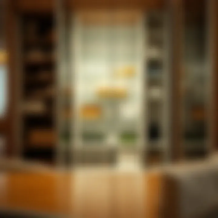 Interior view showcasing the organization within a glass-door cabinet