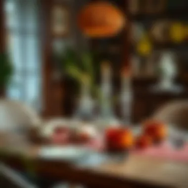 A beautifully set table showcasing unique dinnerware with artistic designs.