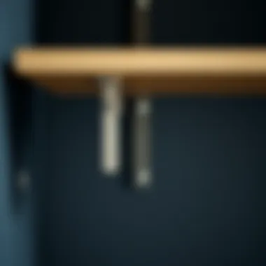 Close-up of a metal bracket installed on a shelf