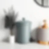 Elegant grey bathroom trash can with lid in a modern setting