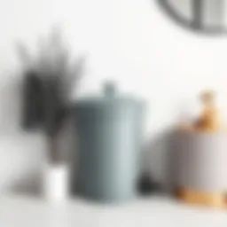 Elegant grey bathroom trash can with lid in a modern setting