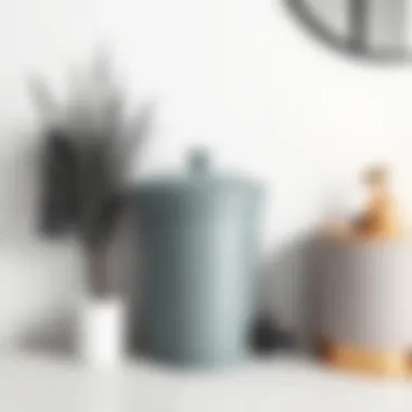 Elegant grey bathroom trash can with lid in a modern setting