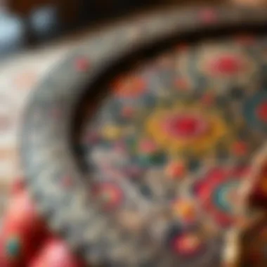 Close-up of intricate patterns on a handcrafted ottoman tray