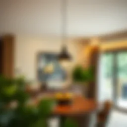 Elegant pendant light in a modern dining room