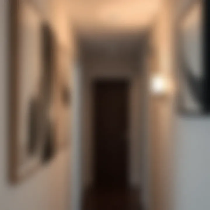 Minimalist wall sconce in a contemporary hallway