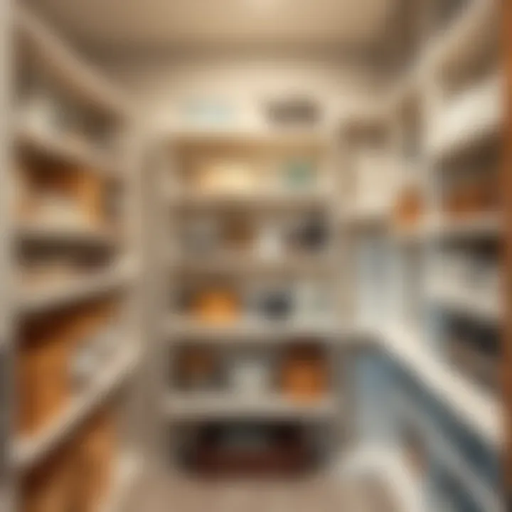A visually appealing pantry with varied shelf heights