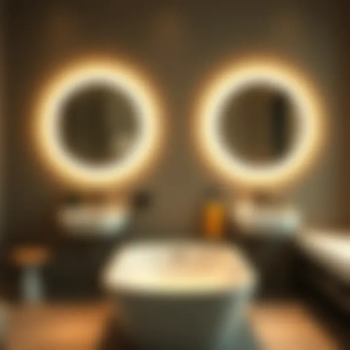 Different styles of illuminated mirrors showcasing versatility in design