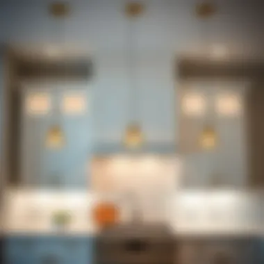 Creative use of pendant lights above cabinetry