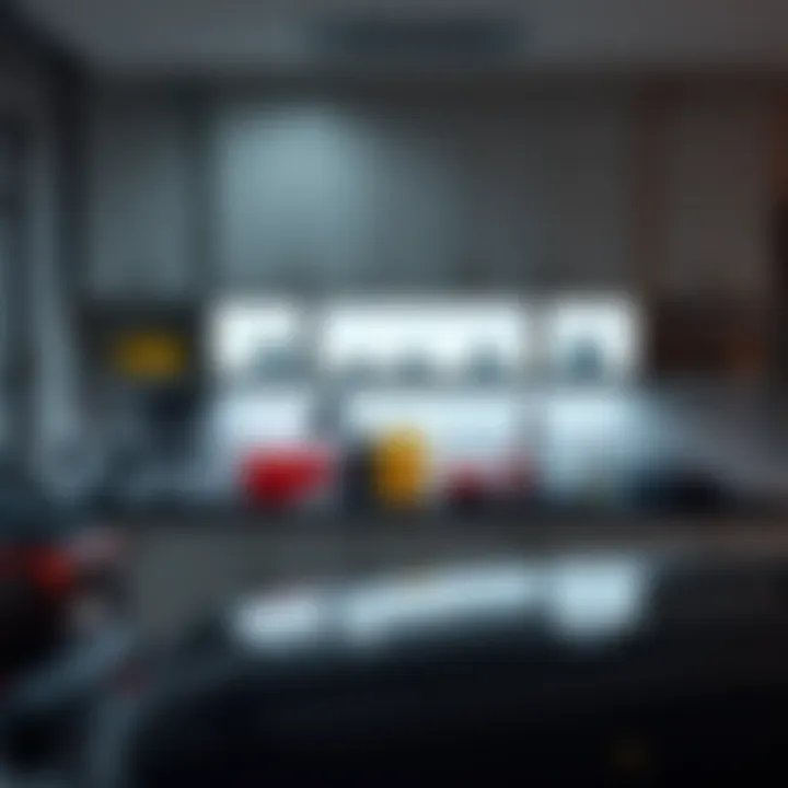 Stylish cabinet lighting enhancing the aesthetic appeal of a garage space