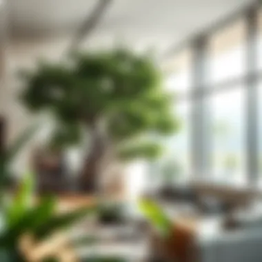 A stunning indoor tree enhancing a modern living space